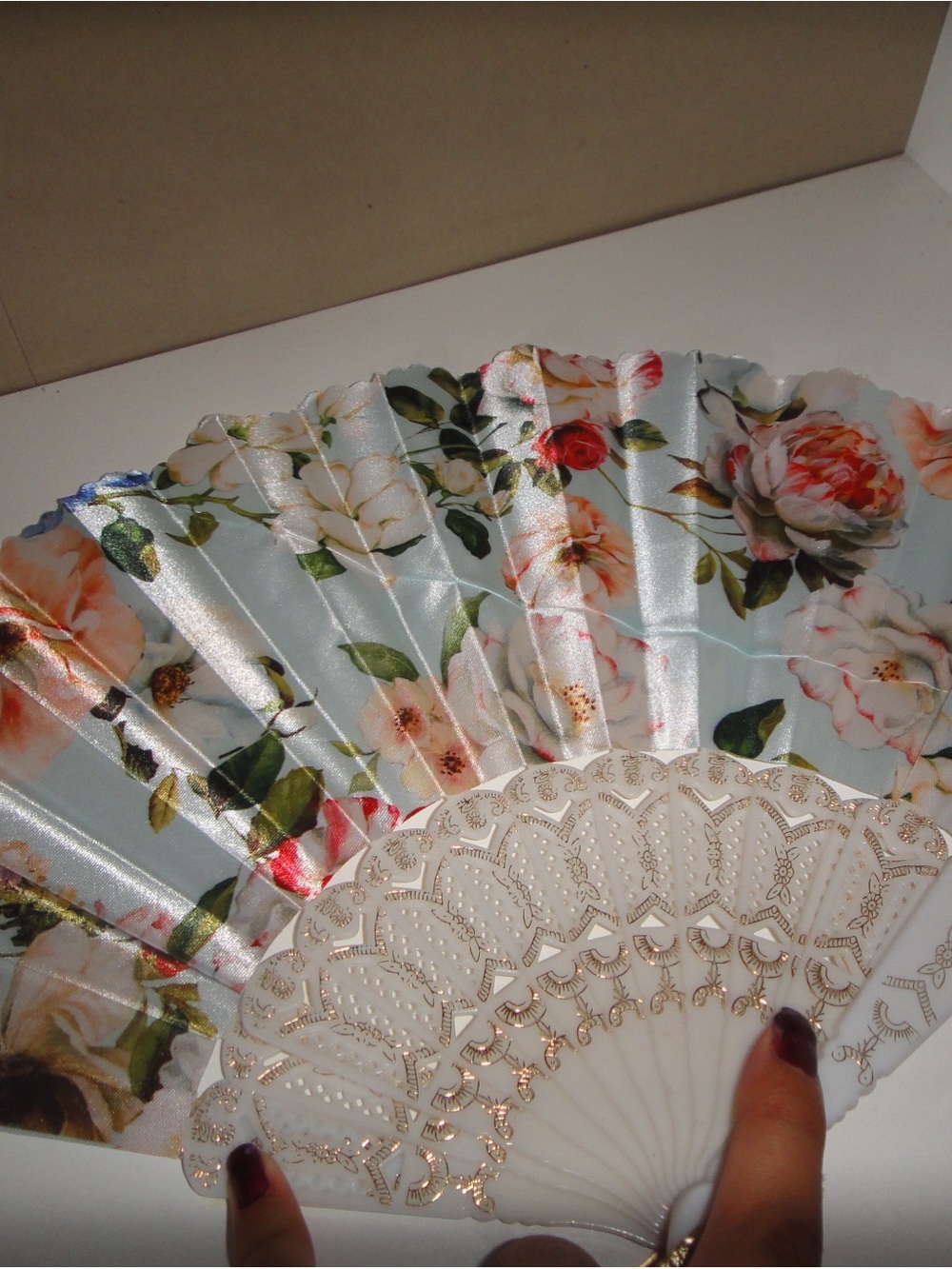Floral Pale Blue Fan